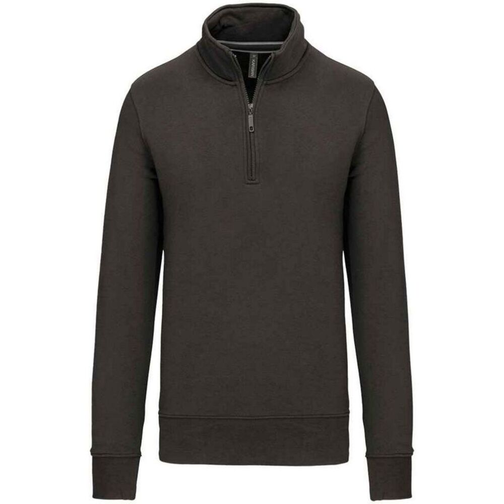 Kariban Mens Zip Neck Sweatshirt / Dark Grey
